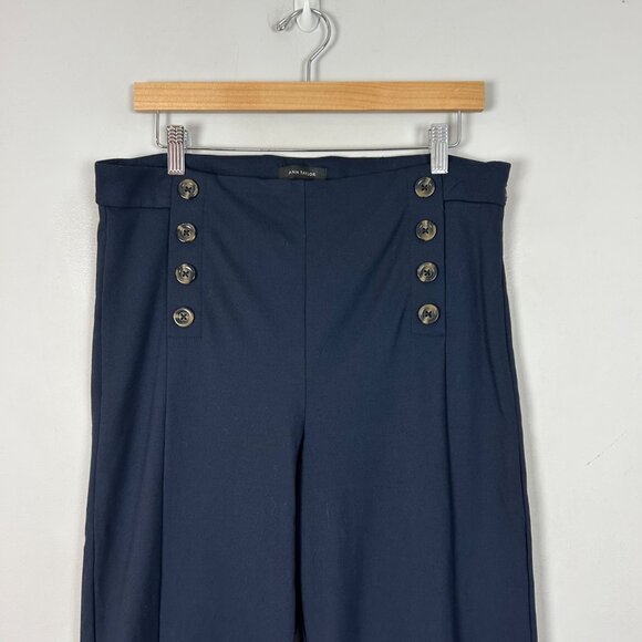Ann Taylor Sailor Wide Leg Crop Pants Navy Blue Classic Size 12 Women's - Picture 2 of 4